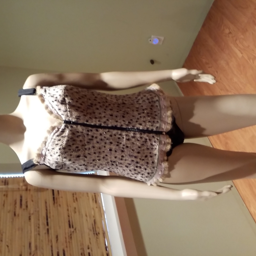 Tricot Chic Zipper Front Animal Print Camisole  Corset Size 10
